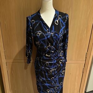 Elegant Chain Print Wrap Dress
